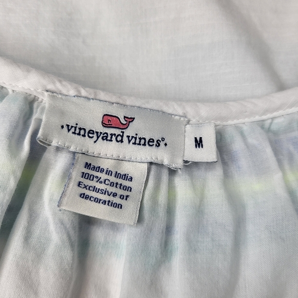 Vineyard Vines top white blue green embroidery tunic style 3/4 sleeve size M - Picture 9 of 9